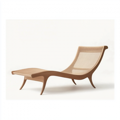 Wabi-sabi style solid wood rattan rocking chair, a modern and simple Japanese wabi-sabi style retro solid wood rattan rocking chair - Image 4