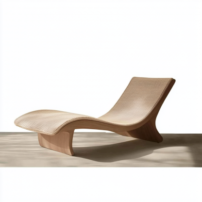 Wabi-sabi style solid wood rattan rocking chair, a modern and simple Japanese wabi-sabi style retro solid wood rattan rocking chair - Image 3