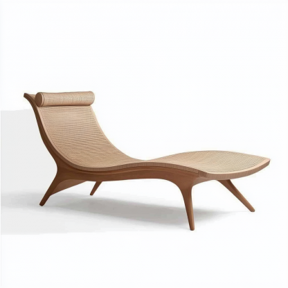 Wabi-sabi style solid wood rattan rocking chair, a modern and simple Japanese wabi-sabi style retro solid wood rattan rocking chair - Image 2
