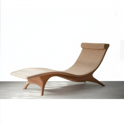 Wabi-sabi style solid wood rattan rocking chair, a modern and simple Japanese wabi-sabi style retro solid wood rattan rocking chair - Image 9
