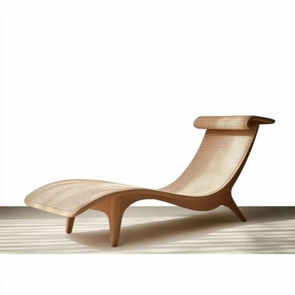 Wabi-sabi style solid wood rattan rocking chair, a modern and simple Japanese wabi-sabi style retro solid wood rattan rocking chair - Image 3