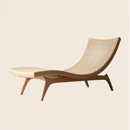 Wabi-sabi style solid wood rattan rocking chair, a modern and simple Japanese wabi-sabi style retro solid wood rattan rocking chair - Image 2