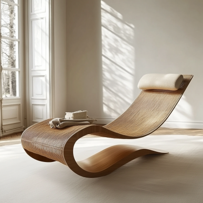 Wabi-sabi style solid wood rattan rocking chair, a modern and simple Japanese wabi-sabi style retro solid wood rattan rocking chair - Image 6