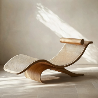 Wabi-sabi style solid wood rattan rocking chair, a modern and simple Japanese wabi-sabi style retro solid wood rattan rocking chair