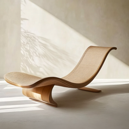 Wabi-sabi style solid wood rattan rocking chair, a modern and simple Japanese wabi-sabi style retro solid wood rattan rocking chair - Image 7