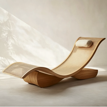Wabi-sabi style solid wood rattan rocking chair, a modern and simple Japanese wabi-sabi style retro solid wood rattan rocking chairWabi-sabi style solid wood rattan rocking chair, a modern and simple Japanese wabi-sabi style retro solid wood rattan rocking chair - Image 2