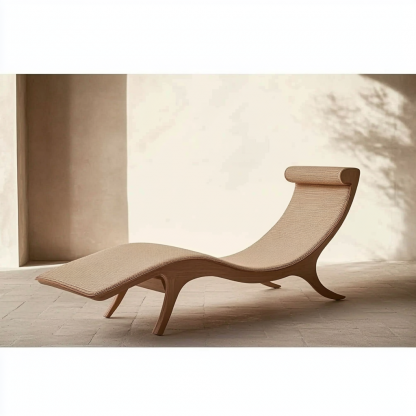 Wabi-sabi style solid wood rattan rocking chair, a modern and simple Japanese wabi-sabi style retro solid wood rattan rocking chair - Image 4