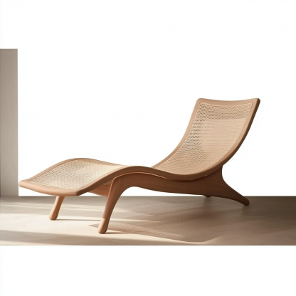 Wabi-sabi style solid wood rattan rocking chair, a modern and simple Japanese wabi-sabi style retro solid wood rattan rocking chair - Image 2