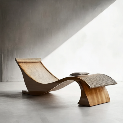Wabi-sabi style rocking chair, solid wood rocking chair, Japanese modern, simple and retro, original solid wood wicker round - Image 2