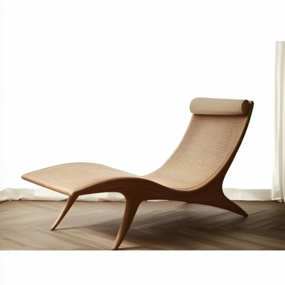 Outdoor leisure lounge chair, waterproof and sun-proof, hotel rattan chair, villa courtyard, homestay, outdoor balcony rattan woven lying bed - Image 7