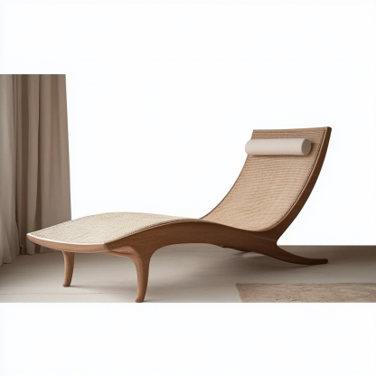 Wabi-sabi style solid wood rattan rocking chair, a modern and simple Japanese wabi-sabi style retro solid wood rattan rocking chair - Image 5