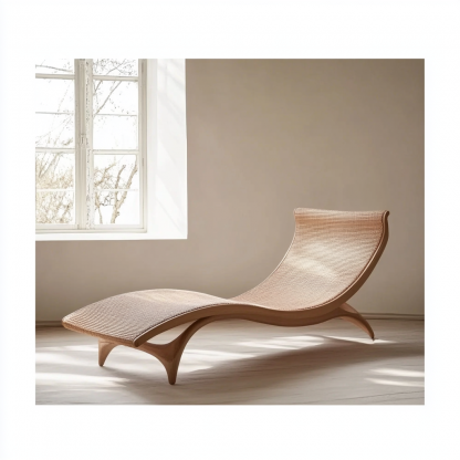 Wabi-sabi style solid wood rattan rocking chair, a modern and simple Japanese wabi-sabi style retro solid wood rattan rocking chair - Image 4