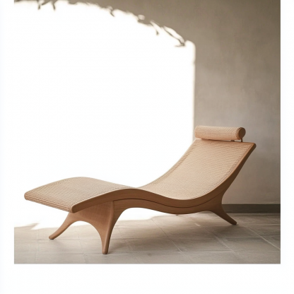 Wabi-sabi style solid wood rattan rocking chair, a modern and simple Japanese wabi-sabi style retro solid wood rattan rocking chair - Image 3