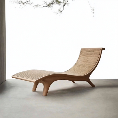 Wabi-sabi style solid wood rattan rocking chair, a modern and simple Japanese wabi-sabi style retro solid wood rattan rocking chair - Image 5