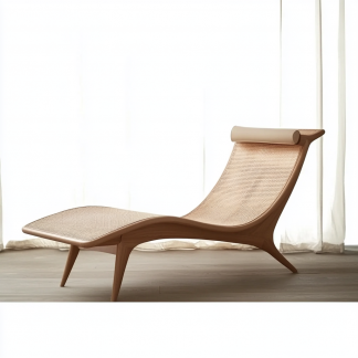Wabi-sabi style solid wood rattan rocking chair, a modern and simple Japanese wabi-sabi style retro solid wood rattan rocking chair