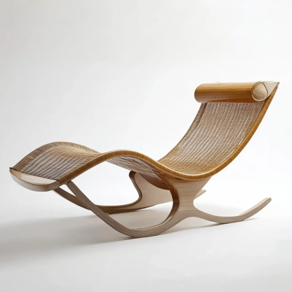 Wabi-sabi style solid wood rocking chair, armchair, cat scratch chair, single office chair, lazy chair, single chair, casual chair, black walnut