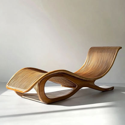 Wabi-sabi style solid wood rattan rocking chair, a modern and simple Japanese wabi-sabi style retro solid wood rattan rocking chair - Image 9