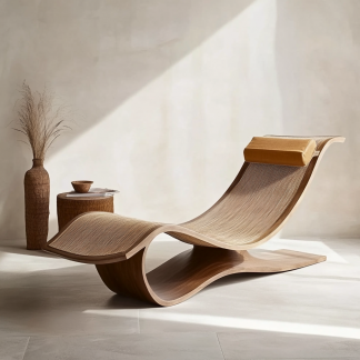 Wabi-sabi style solid wood rattan rocking chair, a modern and simple Japanese wabi-sabi style retro solid wood rattan rocking chair