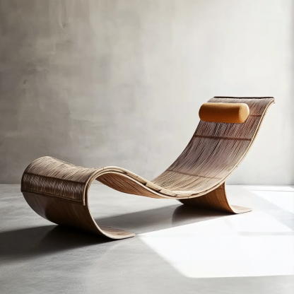 Wabi-sabi style solid wood rattan rocking chair, a modern and simple Japanese wabi-sabi style retro solid wood rattan rocking chair - Image 7