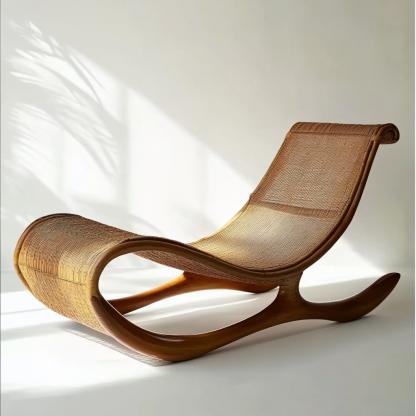 Outdoor leisure lounge chair, waterproof and sun-proof, hotel rattan chair, villa courtyard, homestay, outdoor balcony rattan woven lying bed - Image 7