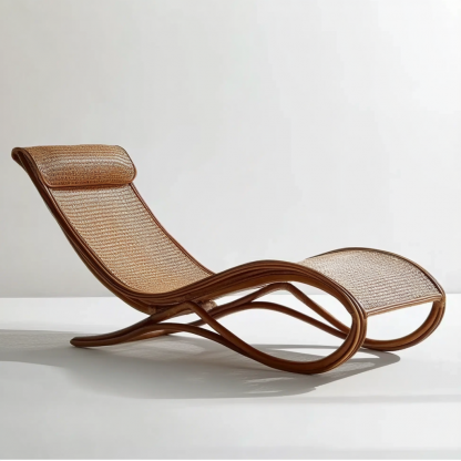Outdoor leisure lounge chair, waterproof and sun-proof, hotel rattan chair, villa courtyard, homestay, outdoor balcony rattan woven lying bed - Image 6