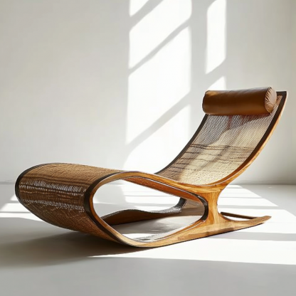 Wicker courtyard rocking chair, comfortable for the elderly to rest, neck-protecting balcony leisure lounge chair, garden nap rocking chair, suitable for all four seasons - Image 9