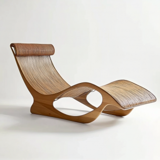 Wabi-sabi style solid wood rattan rocking chair, a modern and simple Japanese wabi-sabi style retro solid wood rattan rocking chair