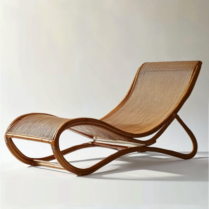 Wabi-sabi style solid wood rattan rocking chair, a modern and simple Japanese wabi-sabi style retro solid wood rattan rocking chair - Image 2
