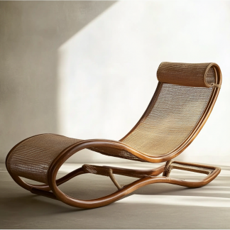 Outdoor leisure lounge chair, waterproof and sun-proof, hotel rattan chair, villa courtyard, homestay, outdoor balcony rattan woven lying bed