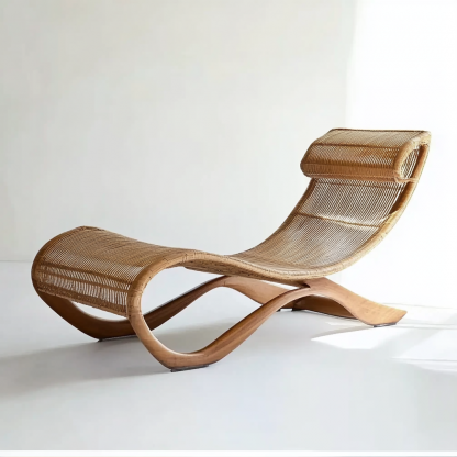 Outdoor leisure lounge chair, waterproof and sun-proof, hotel rattan chair, villa courtyard, homestay, outdoor balcony rattan woven lying bed - Image 5