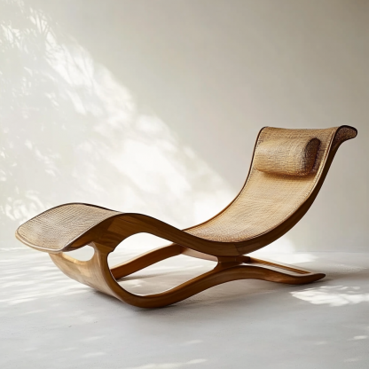 Outdoor hotel rattan rocking chairs, Japanese modern minimalist wabi-sabi style, and retro solid wood swimming pool - Image 9
