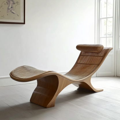 Outdoor hotel rattan rocking chairs, Japanese modern minimalist wabi-sabi style, and retro solid wood swimming pool - Image 6