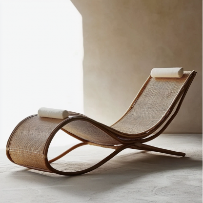 Wabi-sabi style solid wood rocking chair, armchair, cat scratch chair, single office chair, lazy chair, single chair, casual chair, black walnut - Image 9