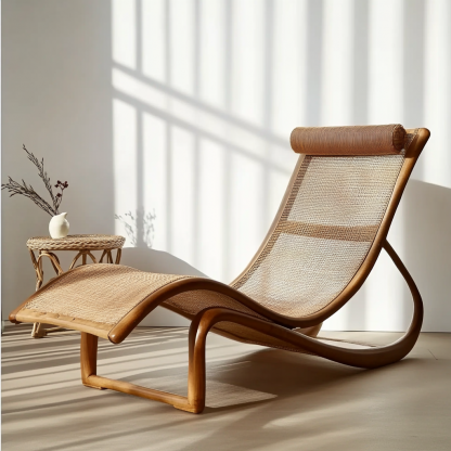 Outdoor leisure lounge chair, waterproof and sun-proof, hotel rattan chair, villa courtyard, homestay, outdoor balcony rattan woven lying bed - Image 4