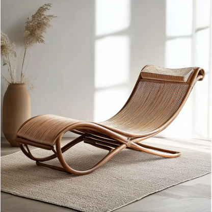 Outdoor leisure lounge chair, waterproof and sun-proof, hotel rattan chair, villa courtyard, homestay, outdoor balcony rattan woven lying bed - Image 3