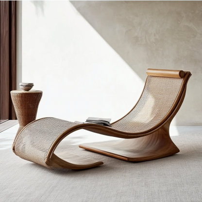Wabi-sabi style hotel and homestay outdoor garden rattan chair Garden lounge chair Homestay lounge chair designer model - Image 9