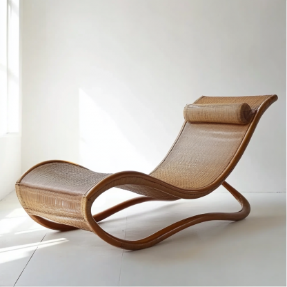 Wabi-sabi style hotel and homestay outdoor garden rattan chair Garden lounge chair Homestay lounge chair designer model - Image 9