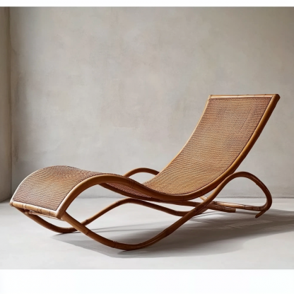 Wicker courtyard rocking chair, comfortable for the elderly to rest, neck-protecting balcony leisure lounge chair, garden nap rocking chair, suitable for all four seasons - Image 3