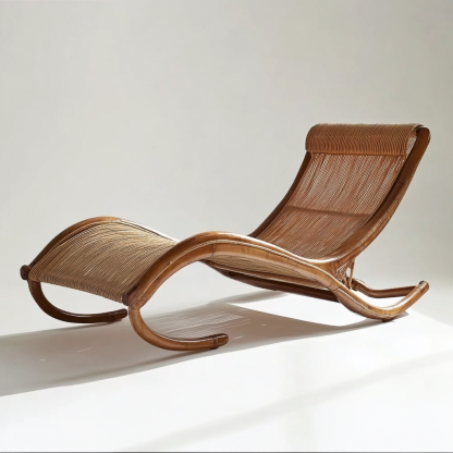 Wabi-sabi style hotel and homestay outdoor garden rattan chair Garden lounge chair Homestay lounge chair designer model - Image 8