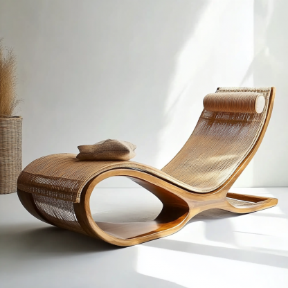 Wicker courtyard rocking chair, comfortable for the elderly to rest, neck-protecting balcony leisure lounge chair, garden nap rocking chair, suitable for all four seasons - Image 5
