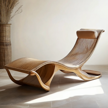 Outdoor leisure lounge chair, waterproof and sun-proof, hotel rattan chair, villa courtyard, homestay, outdoor balcony rattan woven lying bed - Image 3
