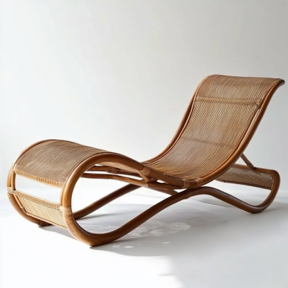 Wabi-sabi style solid wood rattan rocking chair, a modern and simple Japanese wabi-sabi style retro solid wood rattan rocking chair - Image 6
