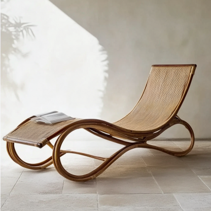 Outdoor leisure lounge chair, waterproof and sun-proof, hotel rattan chair, villa courtyard, homestay, outdoor balcony rattan woven lying bed - Image 8