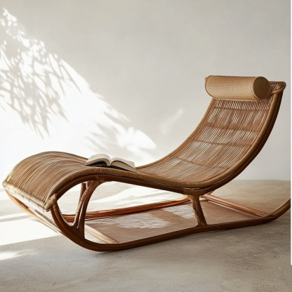 Wabi-sabi style hotel and homestay outdoor garden rattan chair Garden lounge chair Homestay lounge chair designer model - Image 8