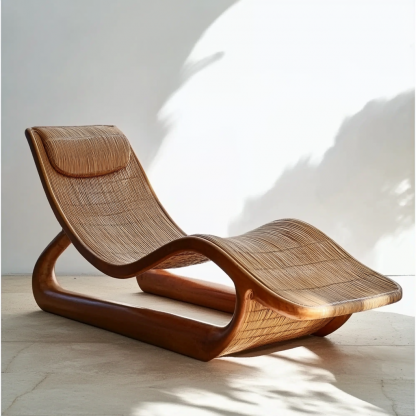 Wabi-sabi style hotel and homestay outdoor garden rattan chair Garden lounge chair Homestay lounge chair designer model - Image 6