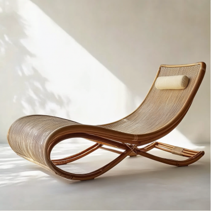 Outdoor leisure lounge chair, outdoor villa hotel swimming pool beach rattan lounge chair, designer homestay bed - Image 7