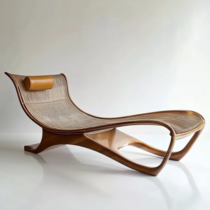 Outdoor hotel rattan rocking chairs, Japanese modern minimalist wabi-sabi style, and retro solid wood swimming pool - Image 3