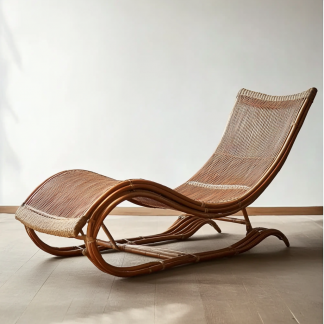Wabi-sabi style hotel and homestay outdoor garden rattan chair Garden lounge chair Homestay lounge chair designer model
