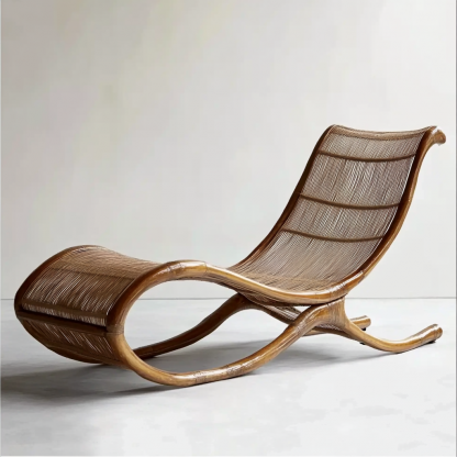 Wabi-sabi style solid wood rocking chair, armchair, cat scratch chair, single office chair, lazy chair, single chair, casual chair, black walnut - Image 6