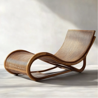 Wabi-sabi style hotel and homestay outdoor garden rattan chair Garden lounge chair Homestay lounge chair designer model